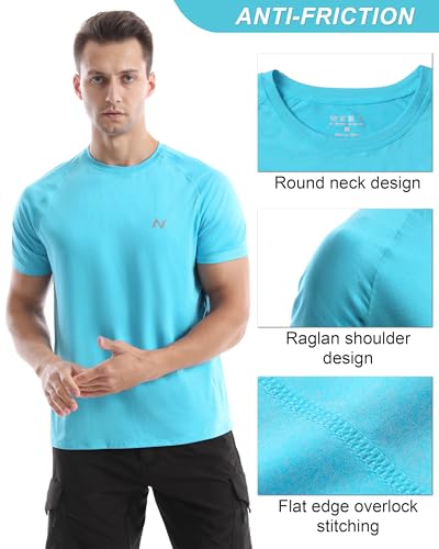 isnowood UPF 50+ Swim Shirts for Men, Sun Protection Short Sleeve Rash Guard Mens Quick Dry Surf Athletic Beach Shirt - Thumbnail 5