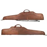 englische jagdbekleidung  Tourbon Jagd traditionellen englischen Leder Gun Case weiche Gewehr 127 cm Zielfernrohr gun Tasche mit verstellbarer Schultergurt - Braun