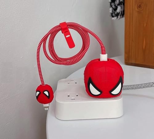 Image of J'TTON Case Cover for 18W /20W iPhone Adapter & USB-C Cable | Cute 3D Cartoon Character (Red Sp Man)