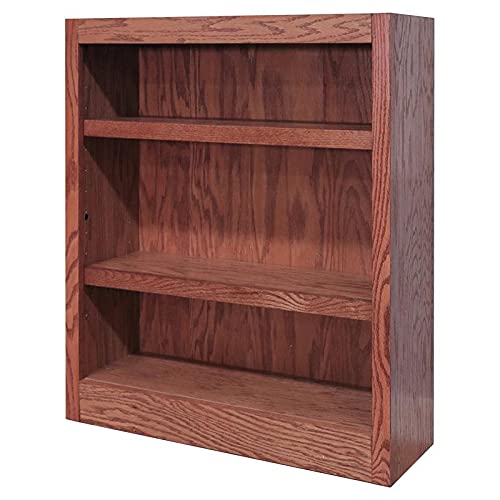 Bowery Hill Traditional 36" Tall 3-Shelf Wood Bookcase In Dry Oak #TOP17