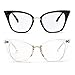 ZUVGEES 2 Pack Womens Cute Oversized Cat Eye Blue Light Blocking Reading Glasses Fashion Eyeglass Frames Large lens Computer Readers (Black+Transparent, 1.75)