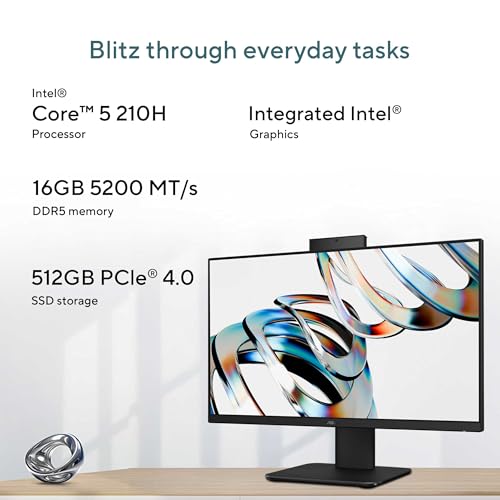 Image of ASUS V440 (2026),Intel Core 5 210H (i5-14th Gen),Intel iGPU,16GB /512GB,FHD,23.8 inch(60.45 cm),Win 11,M365 Basic(1Y),Office 24,Black,5.46 kg,V440VA-KBC5002WS,with Wireless Keyboard & Mouse,All in One PC