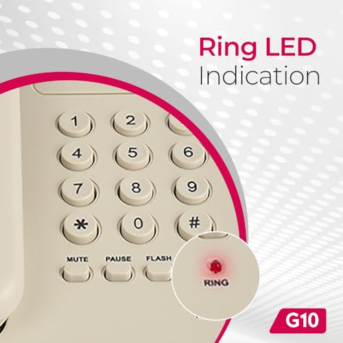 Image of Beetel G10 Newly Launched,Expandable Cordless Landline Phone, Ringer LED Indication, Desk and Wall Mountable, 3 Step Ringer Volume Control, Tone /Puls /Flash /Pause /Redial, TEC Certified (G10 Warm Grey)