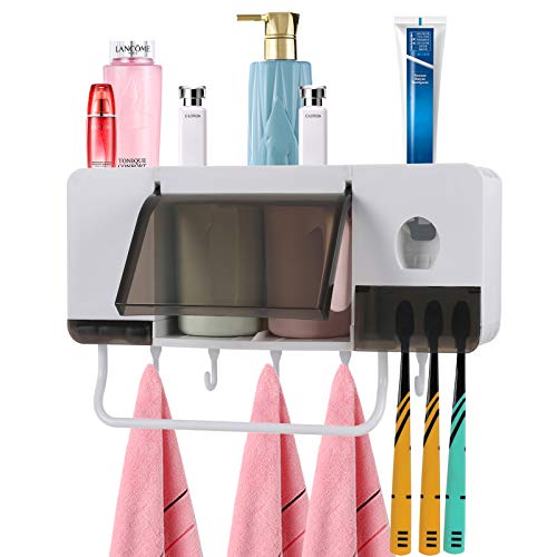 PENGKE Toothpaste Dispenser,Upgraded Version Automatic Toothpaste Squeezer Dispenser for Famliy Washroom Bathroom,is Wall Mount Bathroom Accessories with Super Sticky Suction Pad and 2 Cups