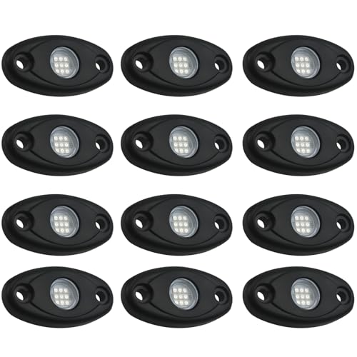 Deskium 12 Pcs Waterproof Blue Led Underglow Lights For Cars, Trucks & Boats, 9 W With Aluminum Case, 2.8×1.3×0.4 Inches