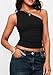 PRETTYGARDEN Womens Sleeveless One Shoulder Tank Top Ruched Slim Fit Shirts Basic Crop Y2k Tops 2026 Spring Fashion Clothing (Black,Medium)