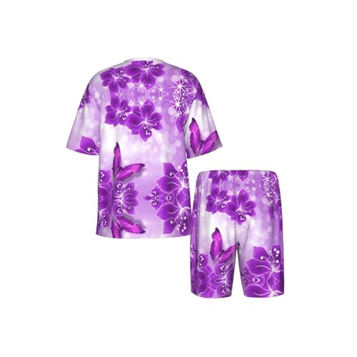 Ensemble de pyjama pour hommes imprimé papillons violets d'été - 5