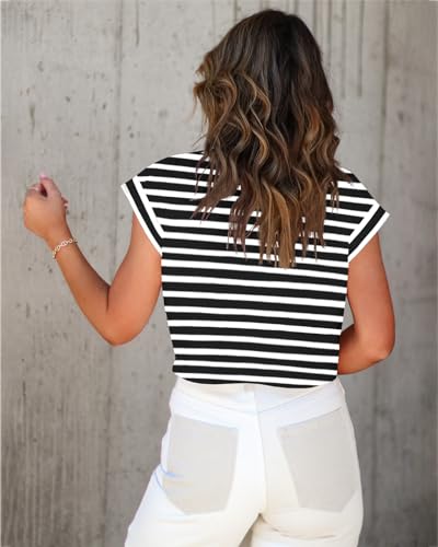 Image of Tankaneo Womens Short Sleeve Cropped T-Shirts Summer Rolled Dolman Sleeve Crop Tops Casual Round Neck Solid Short Basic Tees