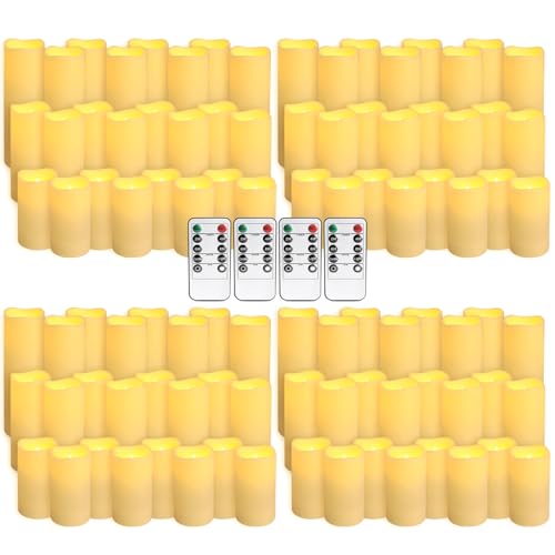 Image of 96 Packs Flameless Led Candles, Battery Candles,Simulate Flame,Waterproof Outdoor Indoor Candles -Key Remotes and Cycling 24 Hours Timer for Wedding,Halloween,
