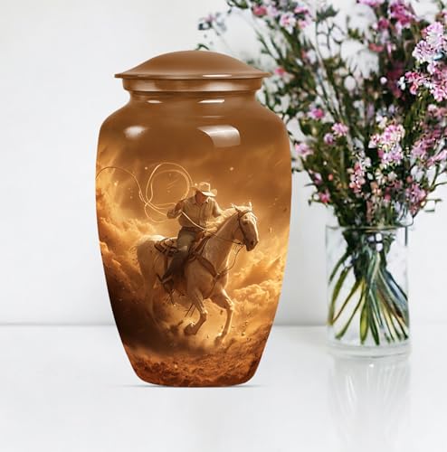 Image of Cowboy Urn - Urns for Ashes - Urns for Ashes Adult Female - Urns for Ashes Adult Male - Urns for Human Ashes Adult Female - Urns for Cremation Ashes (10 inch Pack of 1)