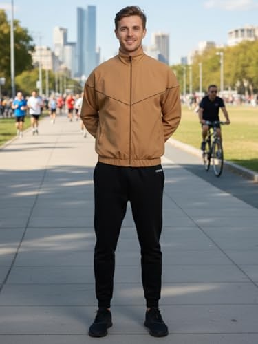 Image of CHKOKKO Sunscreen Jacket for Men Hooded Zipper Sports Jacket | UV Protection UPF 50+ | Sun Protective | Lightweight Breathable | Riding Biker | Outdoor Travel Gym Running