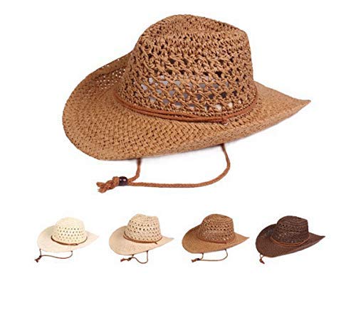 Men's Women's Straw Hat Summer Floppy Packable Panama Fedora Beach Sun Hat Upf 50+ Roll Up Foldable Large Brim Sun Protection Newsboy Travel Fishing Cap With Adjustable Chin Strap (Khaki) #TOP6