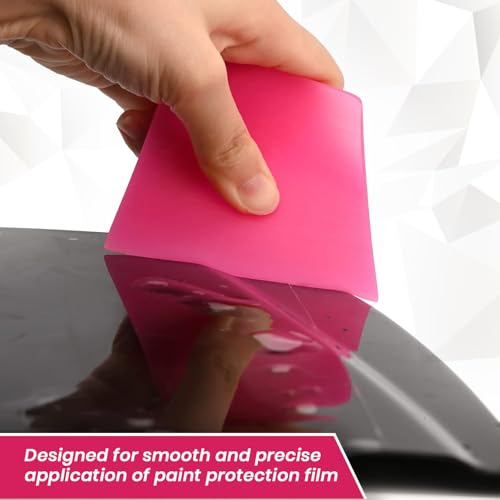 Image of PPF Squeegee Window Tint Tools Window Edge Trimming Scarper for Curved Surfaces Auto Car Paint Protection Film Install Tool (Pink) - Set of 5