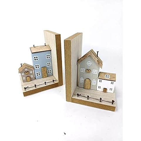 Bookends Country Cottage House design Hand finished Book end set Cover