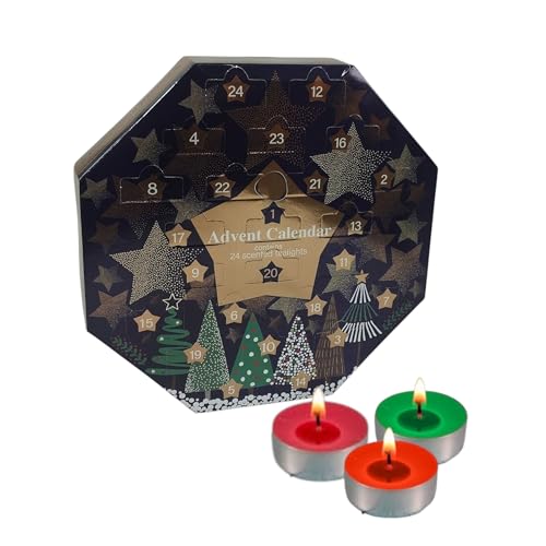 Scented Christmas tealight Advent Calendar 2025-24 Festive Countdown Scented Candles - Tea Light Candles - Tea Lights Advent Calendar - Count Down to Christmas - Tea Light Gift Set.