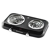 Toastmaster Double Coil Burner - Dual Countertop Burners with Drip Shield for Versatile Cooking - With Variable Heat Control, Power Light & Non-Skid Feet