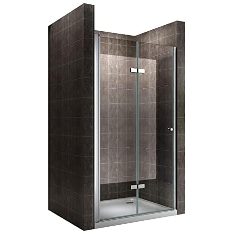 Einzelfalttür 88-92 cm Höhe: 195 cm, Duschfalttür aus 6mm ESG Sicherheitsglas in Klarglas - Duschtür, Duschabtrennung, Nischentür Cover