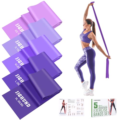 Resistance Bands Set, 5 Pcs Exercise Bands Elastic Stretch Bands for Fitness Yoga Pilates Stretching Strength Training, Workout Bands for Home Gym
