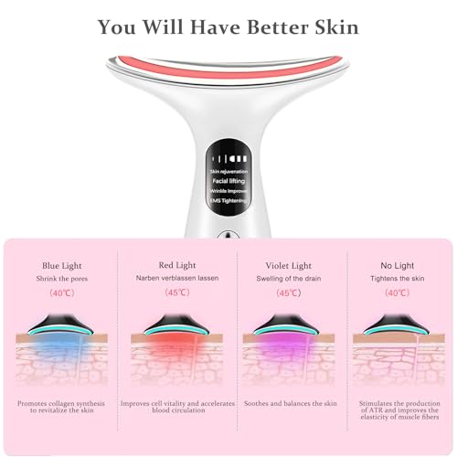 Face Massager 40-45 °C Anti-Wrinkle Facial Massager 4 in 1 Facial Lifting Device 4 Modes Face Sculptor EMS Microcurrent Massage Red Light Therapy - Image 6