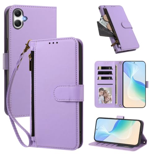 �P�[�X�J�o�[ �Ή��@�� for Samsung Galaxy A07 / A06�y�E�H���b�g�i�t�@�X�i�[�������X�g�X�g���b�v�t���j�A�J�[�h�X���b�g4�{��������1�A�}�O�l�b�g���X�^���h�@�\�zPurple