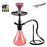 SunWamntin Hookah Set Premium Glass Hookah Shisha Exquisite Hookahs 1 Hose Portable Hookah With Every Thing Accessories (SD-Red)