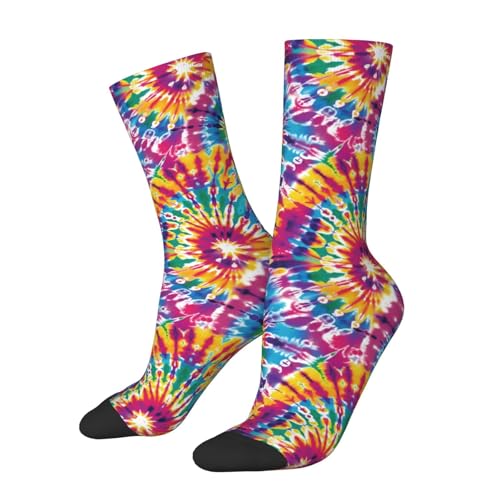 zhedongsj Tie Dye Novelty Crew Athletic Sport Socks Funny Crazy Casual Cool Dress Socks Gifts For Women Men