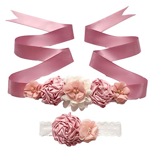Maternity Flower Sash Belt Flower Girls Dress Belt Bridal Floral Pregnant Sash JB29