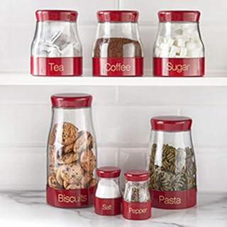 7 Piece Red Kitchen Storage Set - Organize Your Kitchen Easily By Using This Food Storage Container Set, Which Features Thick And Durable Walls - Taking Care Of Most Kitchen Storage Needs