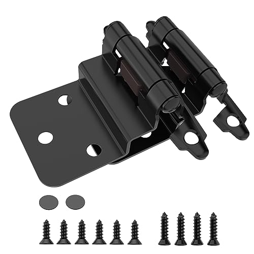 Chibery 3/8 Inch Inset Cabinet Hinges 25 Pairs(50 Pack) Self Closing Flush Face Mount Hinges with Door Bumper Variable Decorative Hardware for Bathroom Furniture Kitchen Cabinet Doors Matte Black