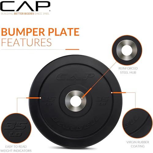 Image of CAP Barbell Olympic Weight Set with 7ft Barbell & Bumper Plates | 160-370 lbs | Multiple Options