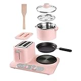 Toaster-Eierkocher und Poacher-Gemüse-Speck und Fleischdampfer-One-Touch-Bedienelemente - 1320W Edelstahl (Farbe: Rosa) kangdongxu (Color : Pink)