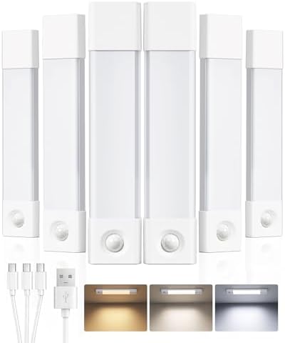 EZVALO 8'' Motion Sensor Closet Lights,Under Cabinet Lighting, 6 Pack