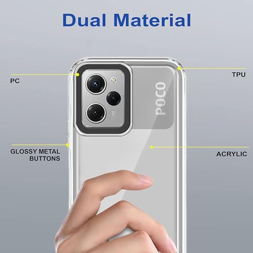 Image of Zapcase Back Case Cover for Poco X5 Pro 5G | Compatible for Poco X5 Pro 5G Back Cover | Case Cover with Camera Protection | (TPU + PC | Transparent)
