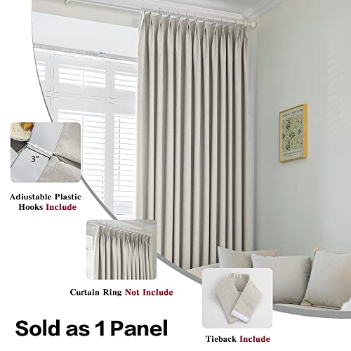 Maiher Full Shading Pinch Pleated Curtain With Tieback, Triple Weave Waterproof Thermal Insulated Window Treatment For Patio, Living Room, Bedroom (Sand Beige, 72" W X 108" L, 1 Panel) #TOP3