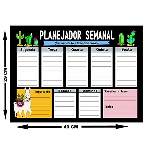Quadro Planejador de Metal Semanal 29x40cm + Caneta