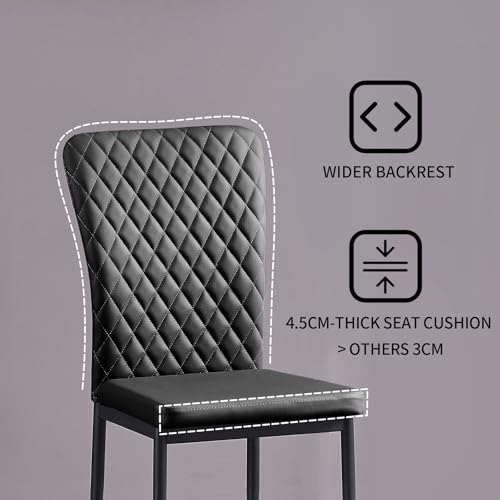 AINPECCA Faux Leather Black Dining Chairs Set of 6 - Armless High Back Upholstered Soft Seat with Black Metal Legs for Dining Room, Kitchen Room (PU black, 6) - Image 7