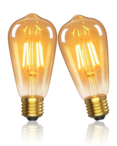 TobeBright 4W E27 LED Screw Bulbs 40W Equivalent,ST64 Vintage Light Bulbs E27,Edison Large Screw Blub Warm White 2700K,Low Watt Bulbs for Decorative Nostalgia Retro Industrial,Non-Dimmable,2-Pack