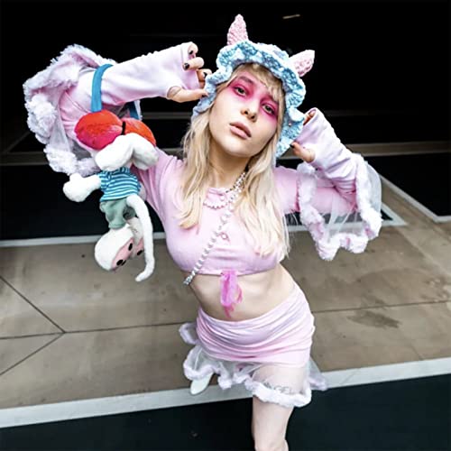 Girl Y2K-theme Party Hat Knitted Hat Balaclava-hat Thicken Fisherman Hat Horn Hat Dreamy Blue Color4