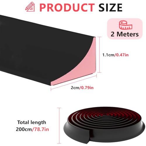Image of HASTHIP 2m /78.7inch Water Stopper with Glue - Sink Splash Guard in Kitchen Water Dam Barrier Strip Shower Silicone Bendable Water Stopper for Kitchen Sink, Black