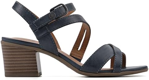 WHITE MOUNTAIN Women's Let Go Block Heel Sandal, Blue/Burn/Smooth, 8.5 M | Image 2
