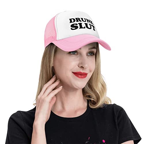 Pink Drunk Slut Hat Funny Trucker Hat Women College Beer Silly Party Hats Vintage Novelty Crazy Retro Snapback Baseball Cap #TOP3