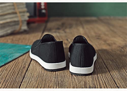 Men's Old Beijing Chinese Traditional Cloth Shoes,Comfortable and Breathable Handmade Casual Cloth Shoes Kung Fu Shoes,Black Bottom,10.53