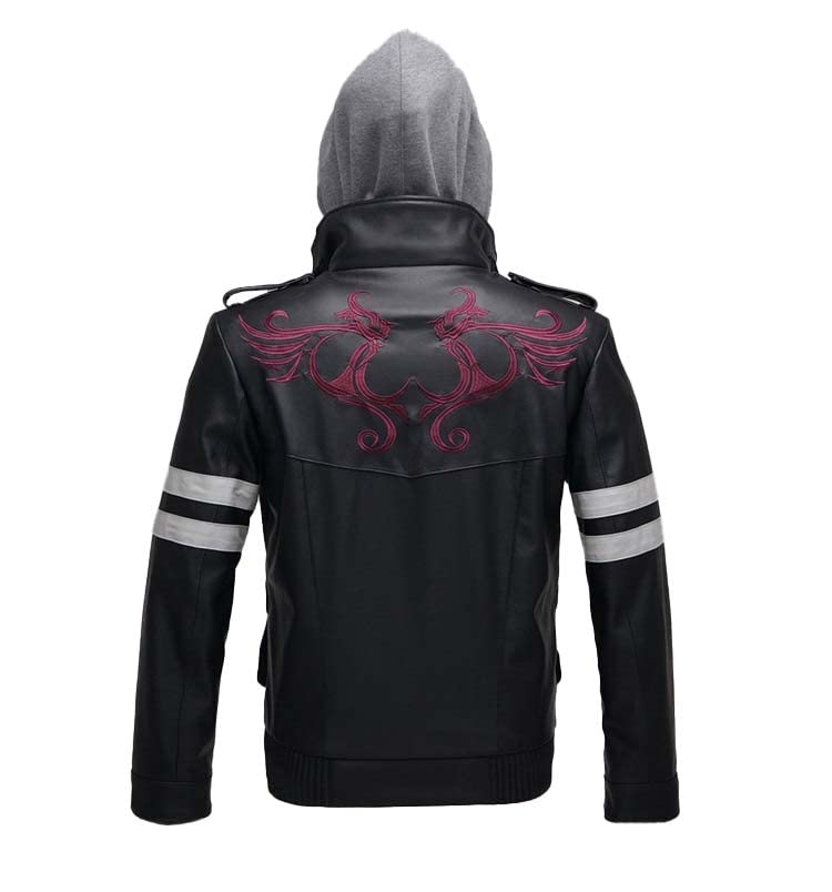 Alex Mercer Prototype - Giacca da moto in vera pelle con cappuccio rimovibile
