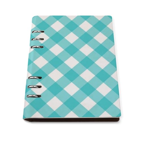 Carnet A5 ligné bleu et blanc en cuir synthétique rechargeable avec couverture rigide de 90 pages