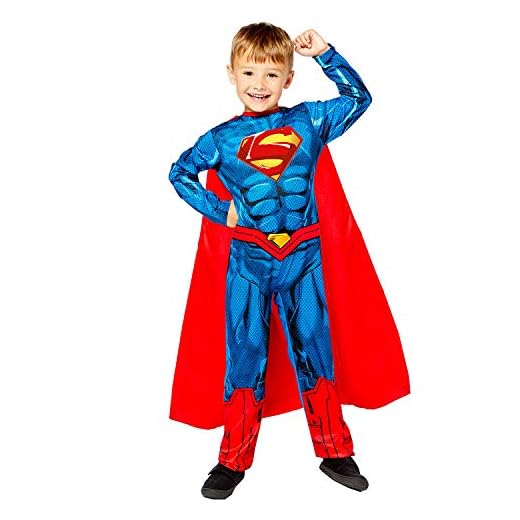 amscan-Disfraz Inf. W.B.: Superman Eco Talla 3-4 Años Super hero, dibujo animado, color azul, (361-9910129_0194099040402)