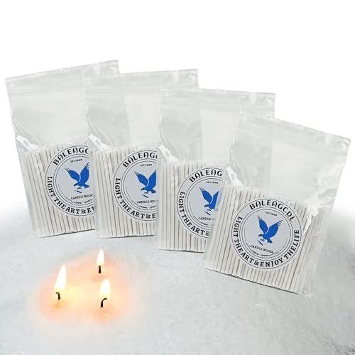 Mèches de bougie perlées en coton blanc 5,6 cm sans plomb lot de 400