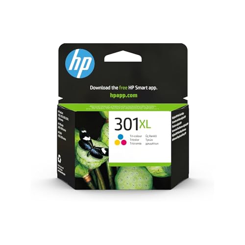 HP 301XL CH564EE,Tricolor, Cartucho de Tinta de Alta Capacidad Original, Compatible con impresoras de inyección de tinta HP DeskJet 1050,2540,3050; OfficeJet 2620,4630; ENVY 4500, 5530