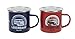 BRISA VW Collection - Volkswagen Furgoneta Hippie Bus T1 Van Set de 2 Tazas de Café Esmaltadas en Caja de regalo, Copas de Té, Decoración de la Mesa/Outdoor/Camping/Souvenir (Rojo/Azul)
