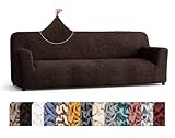PAULATO BY GA.I.CO. Funda de sofá de 4 plazas – Funda de sofá – Funda de sofá – Funda de tela de algodón – Funda de sofá – Colección Microfibra – Marrón oscuro (Sofá)