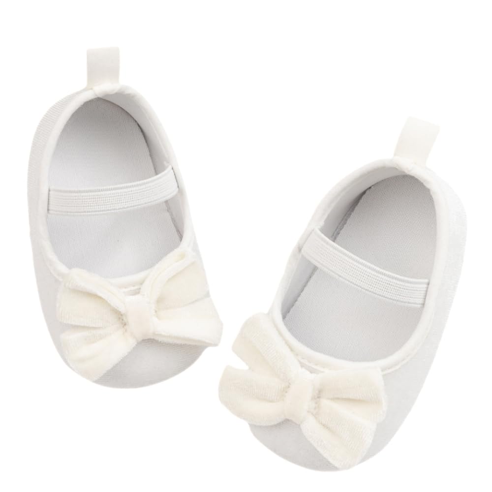 neska moda 6 To 12 Months Baby Girls Bow White Slip On Anti Skid Belly Booties-BT5460-picture-7